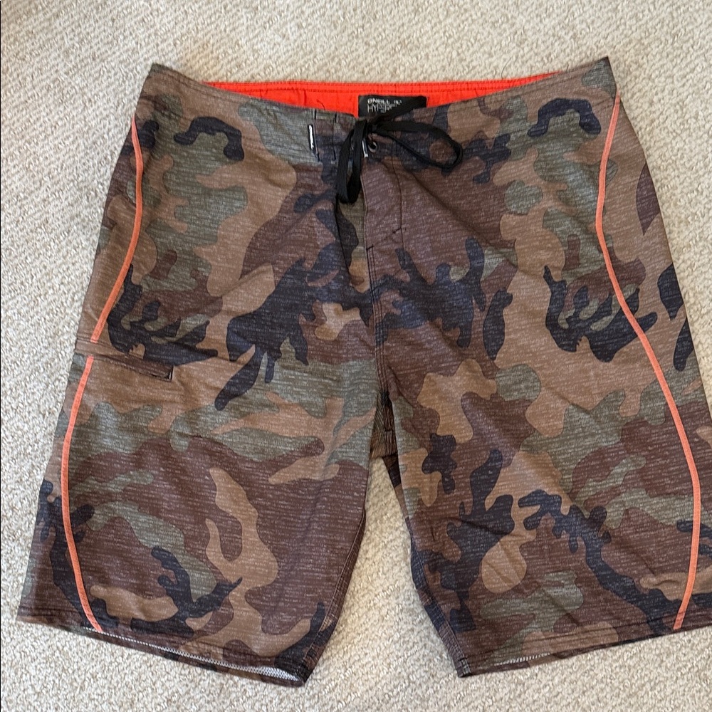 O'Neill Men's Hybrid Shorts - Camo with Orange Trim
